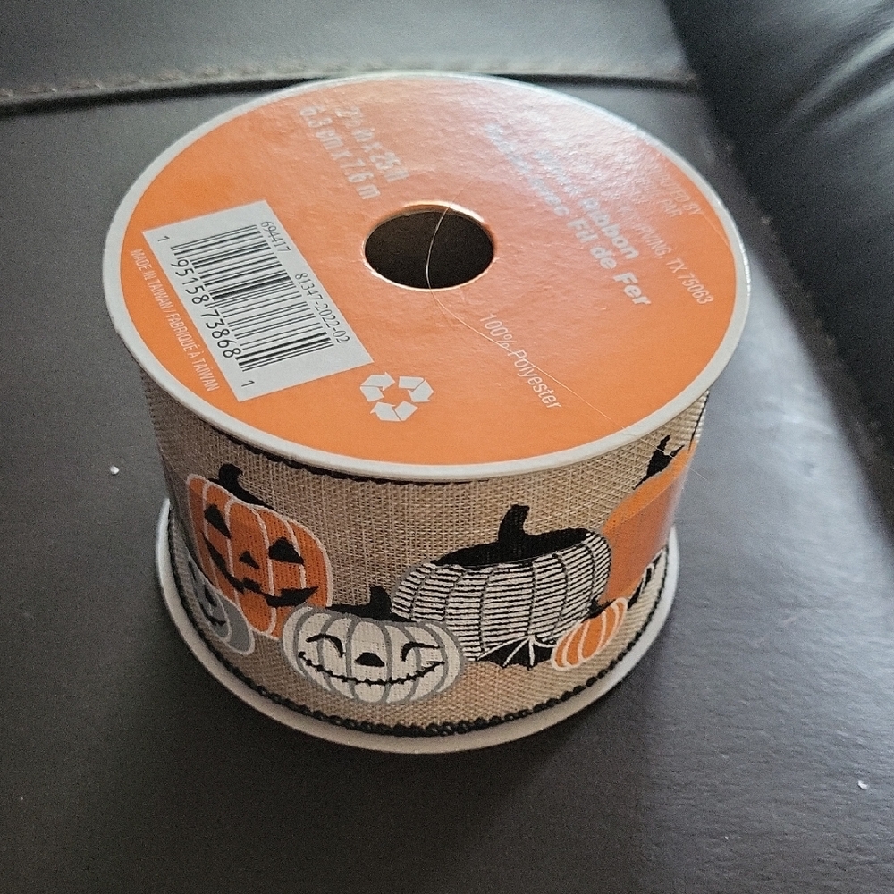 Celebrate It Pumpkin Ribbon - Orange, Black, and White